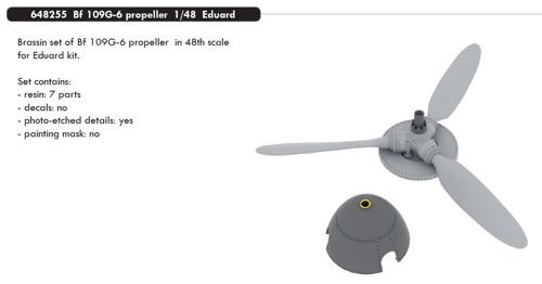 Eduard Brassin ED648255 1:48 Messerschmitt Bf-109G-6 propeller