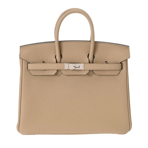 Hermes Birkin 25 719297 Handbag Togo Leather Silver #WB063