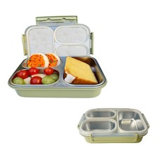 Bento Box Lunch Box Stainless Steel Food Container with 3 Compartments is Sealed