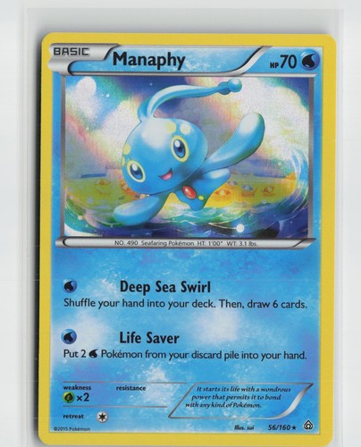Manaphy 56/160 Holo Rare Primal Clash Pokemon Near Mint