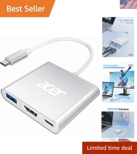 Compact USB C to HDMI Multiport Hub - 4K Output & Rapid 100W Charging - Silver