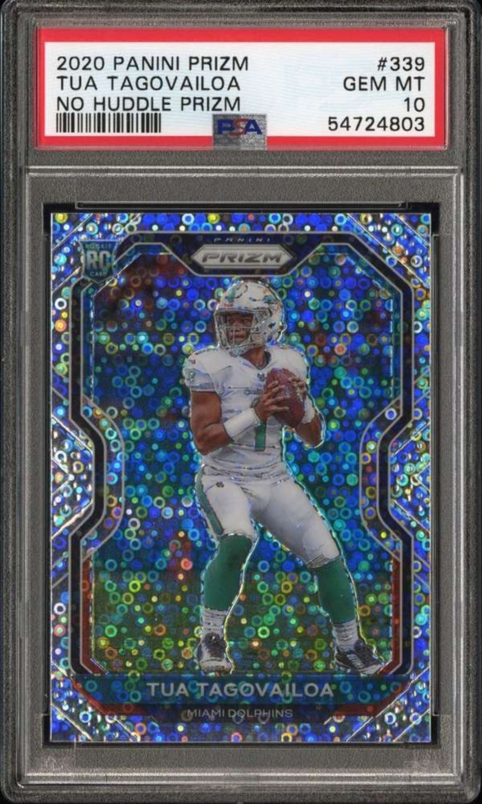 Panini 2020 Prizm Tua Tagovailoa Rookie No Huddle Prizm #339 PSA 10 Dolphins
