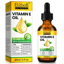 Vitamin E Oil - 75,000 IU Ultra Concentrated - Moisturizes, Fades Scars Stre...