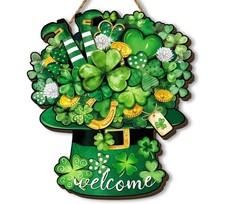 St Patricks Day Wooden Wreaths for Front Door St. Patrick'S Day Welcome Sign St