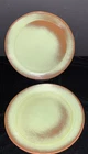 2  Vintage Frankoma 6F Pottery 10-1/4" Dinner Plates Plainsman Prairie Green