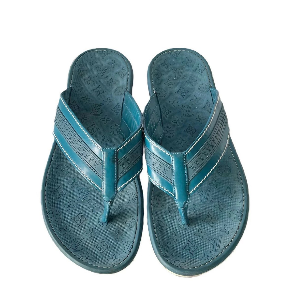 Louis vuitton sandals 43 /9 Leather sandals Louis Vuitton Blue size 9 UK in Leather  main image 2