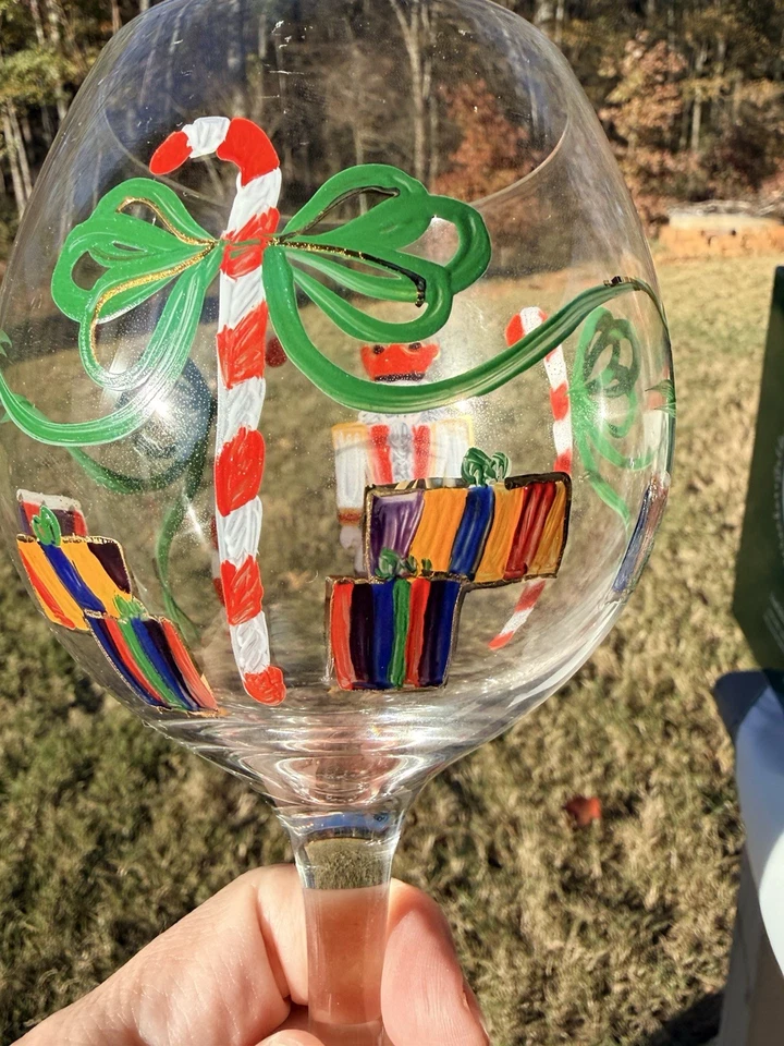 Caja De Colección De 4 Copas De Vino Cascanueces Pintadas A Mano Navidad Foto 4 de 4