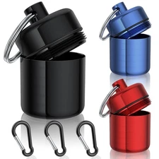 Small Pill Case, (3 Pack) Keychain Pill Holder with Strong Carabiners Portable