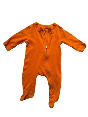Aablexema Orange One Piece Zip Sleepwear 100% Cotton 0-3 Months Long Sleeve