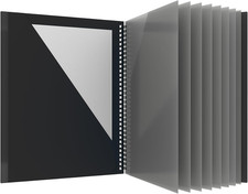 10 Pocket Folder, Sturdy Plastic Spiral Portfolio, Anti-Tear Edges, 8 Pockets, 2