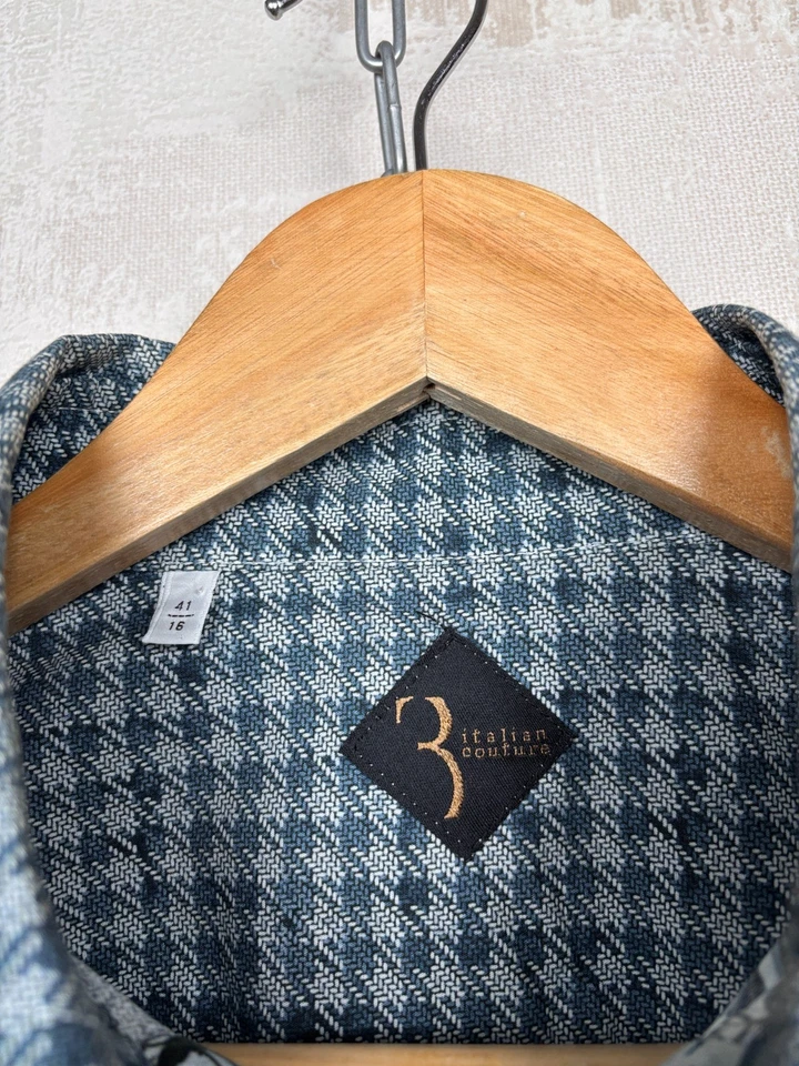 Camisa de vestir Billionaire italiana de alta costura floral manga larga para hombre talla 41/16 Foto 4 de 4