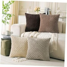 Set of 4 Decorative Throw Pillow 18" x 18" Pack of 4 Beige Brown Coffee