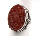 STERLING SILVER 925 CARVED CARNELIAN BIRD STATEMENT RING SIZE 6 VINTAGE ORNATE