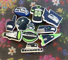 10 Piece SEATTLE SEAHAWKS Football Team Shoe Charms Shoe Decorations