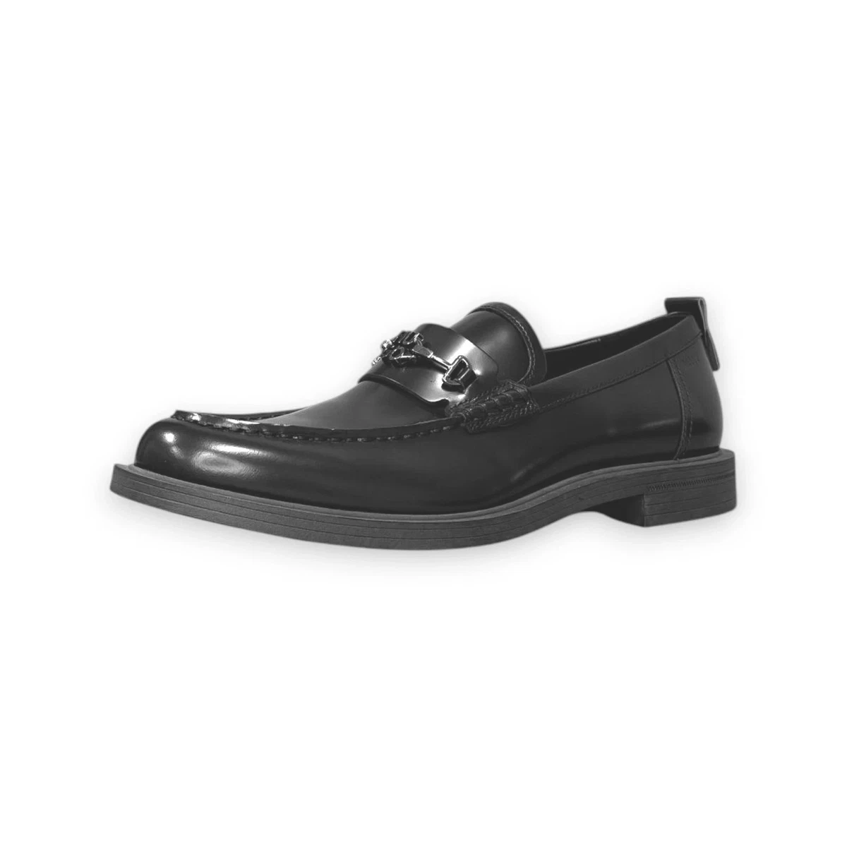 HUGO Stacked-Logo Bit Loafers Black Polished Leather 9M MSRP  display picture 2