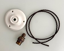 Image of Traditional Pendant Light Set: Ceramic Rose Cable Bulbholder various options PL