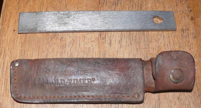 Vintage Schrade Old Timer HS1 Honesteel Hone Steel knife sharpener with sheath