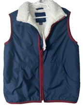 NEW Janie and Jack Blue and Red Nylon Sherpa Vest Size 5-6 Full Zip D49