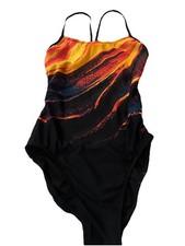TYR Women's One Piece Competitive Swimwear M Black Orange for Swimming