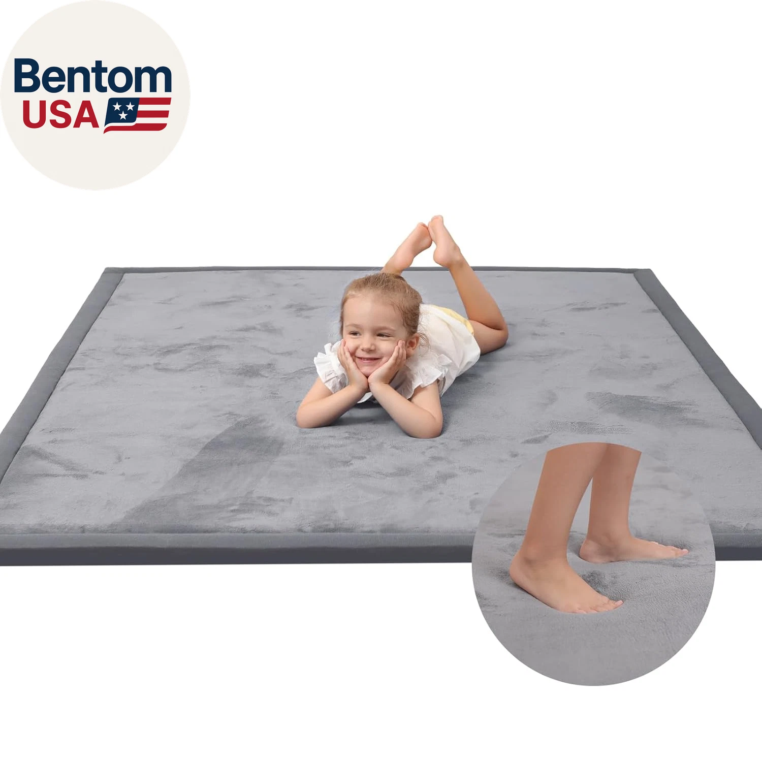 Baby Play Mat for Floor,1.3" Thick Memory Foam Tummy Time Mat,Soft Coral Velvet