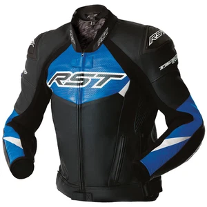 RST Tractech Evo D3O Motorbike Motorcycle Leather Jacket - Black / Blue