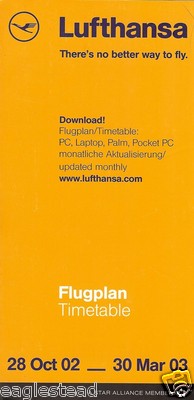 Airline Timetable - Lufthansa - 28/10/02