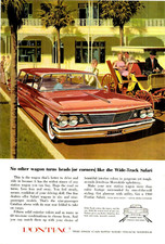 1960 Print Ad Pontiac Safari Wagon Wide-track Red Art Fitzgerald Illustration