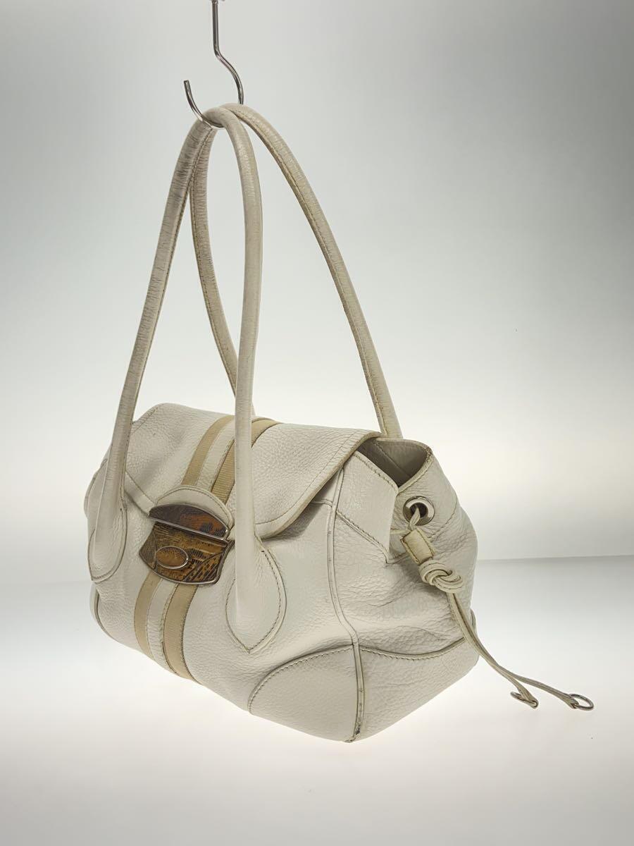 PRADA Python Buckle One Shoulder Shoulder Bag Leather White