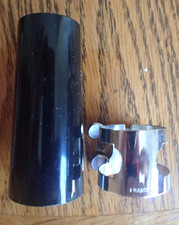 HEAVY DUTY NICKLE TENOR SAX LIGATURE MARKED FRANCE WITH BLACK PLASTIC CAP