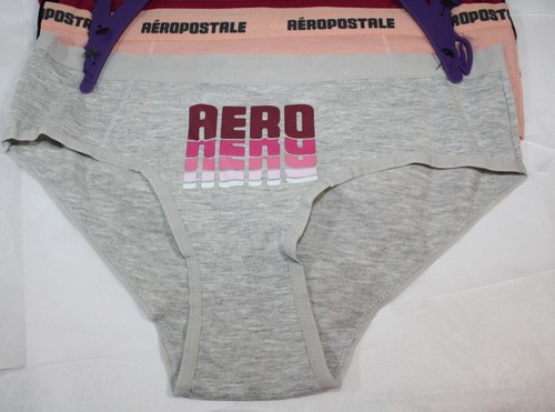 NWT set of 5 AEROPOSTALE cotton blend HIPSTER panties GRAY PINK GRAY BLACK PEACH - Picture 3 of 8