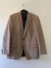 Chaps beige tan corduroy sport coat jacket Blazer men s size 42R elbow patches