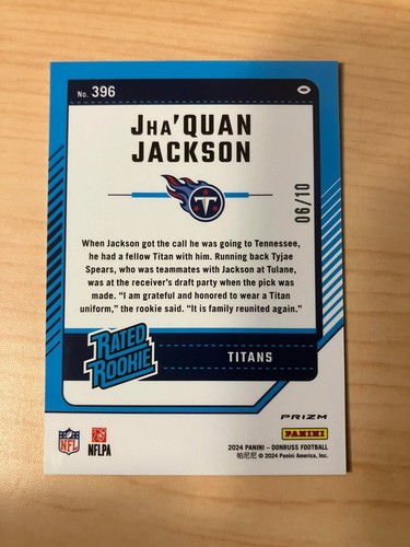 2024 Panini Donruss Titans Jha'Quan Jackson Gold Cracked ICE /10 - Picture 2 of 2