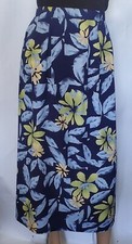 Sag Harbor Women's 2X Navy Blue Floral Pleated w/Pockets Elastic Waist Skirt