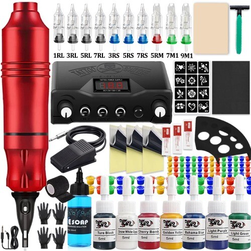 Tattoo Kit POSEIDON High Power TattooPen Kit Permanent Makeup Tattoo MachineKit - Picture 31 of 33