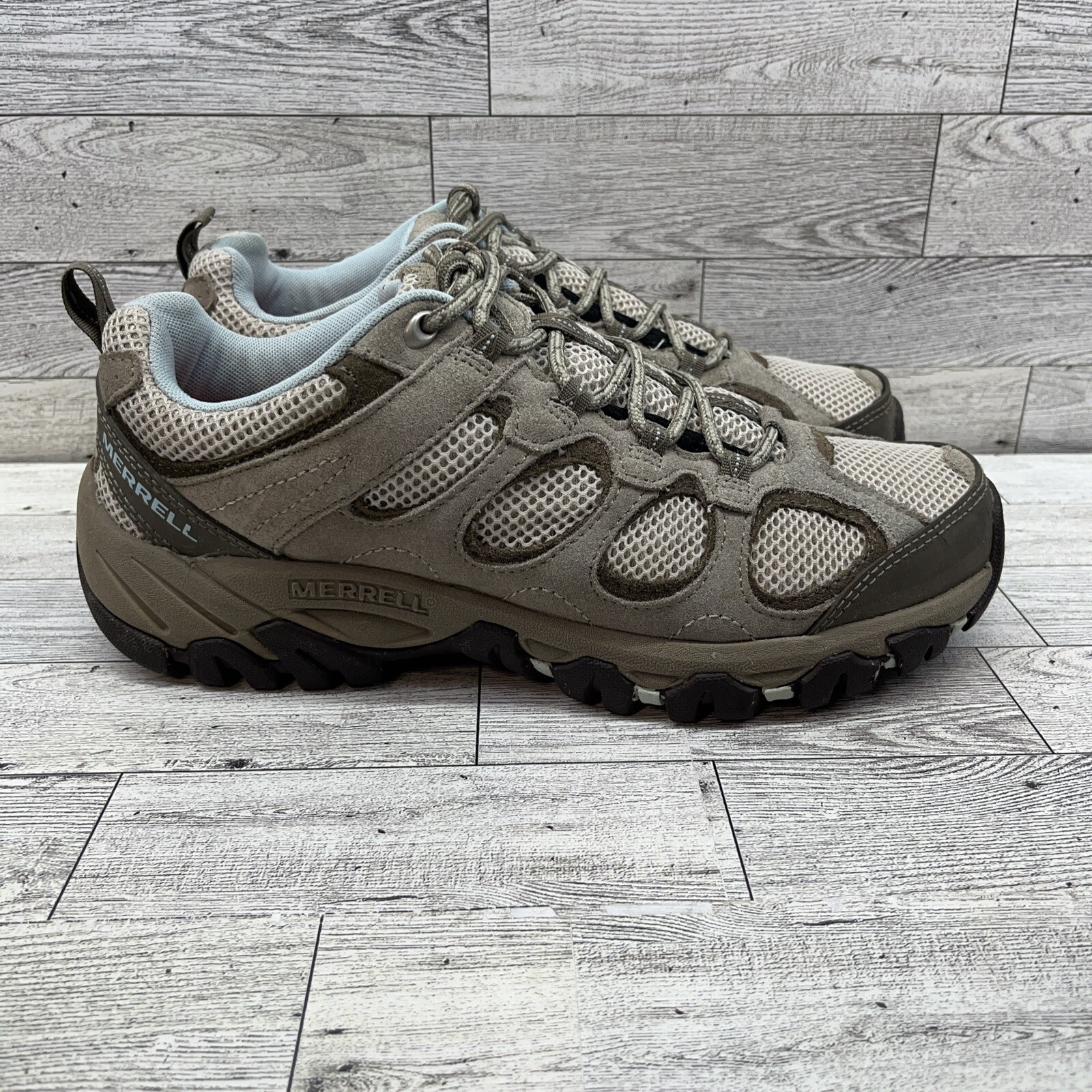 Merrell Hilltop scarpe da trekking trail marrone marrone chiaro impermeabili donna taglia 9
