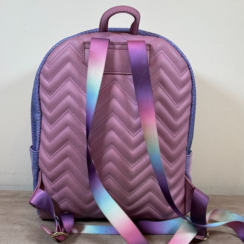 Betsey Johnson Purple Rainbow Pastel Backpack Purse Large Pink Quilted - Picture 4 of 13