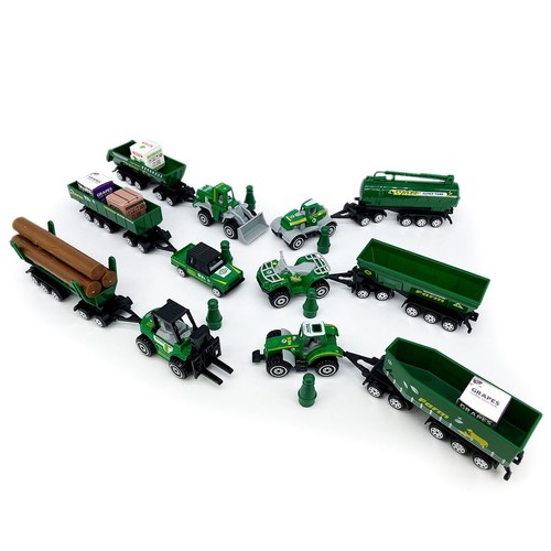 Farm Tractor Toy with Forklift Pickup Truck Trailer Diecast Model Toys Set Gifts - Picture 2 of 8
