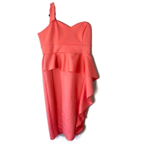 ASOS Peach One Shoulder Ruffled Scuba Midi Dress Size 14 - 第 1/7 張圖片