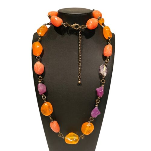 Chico's Fun Brightly Colored Purple & Orange Bead… - image 1