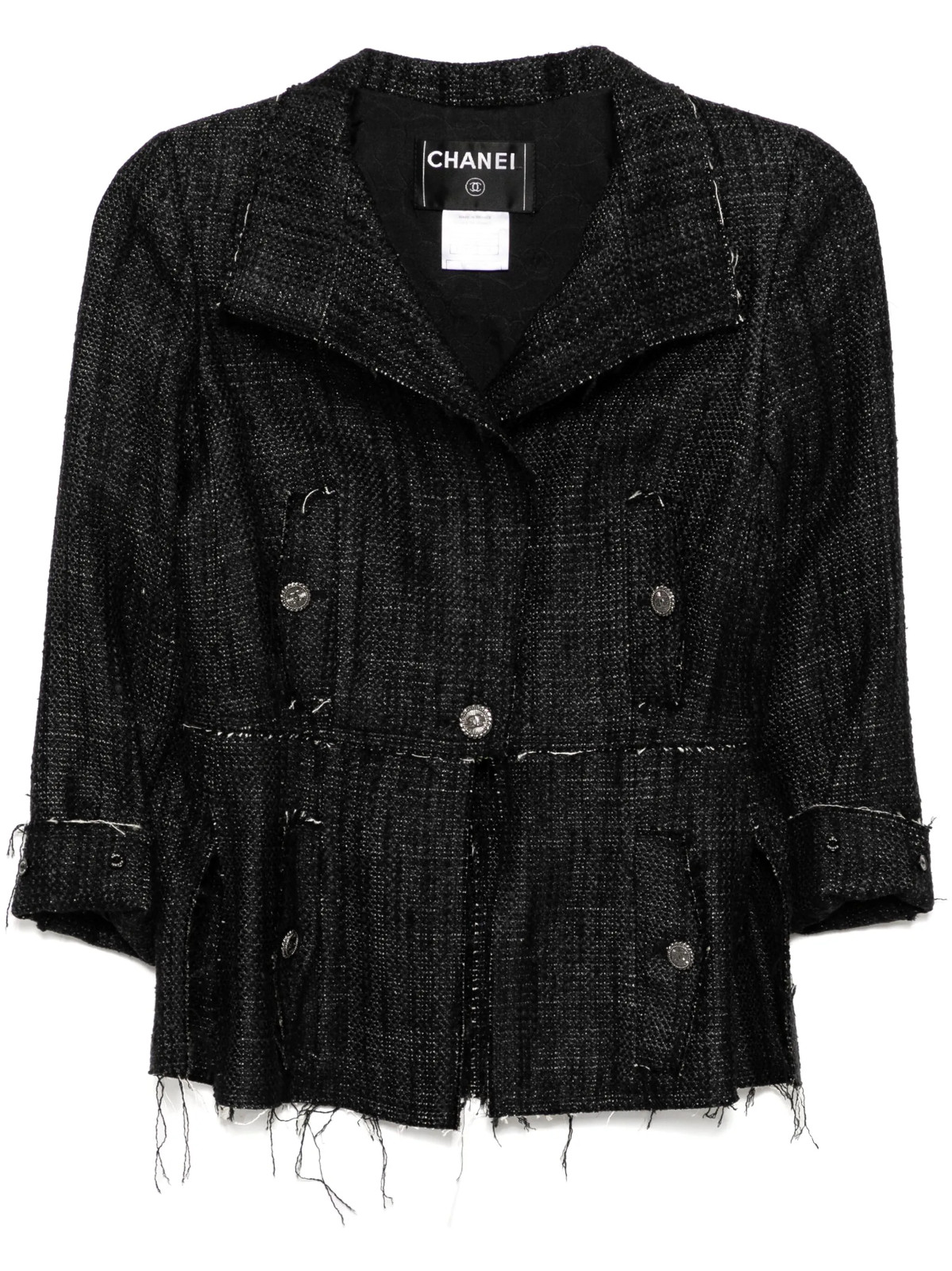 CHANEL  07P SILK BLACK CC LOGO BUTTON BLAZER  JAC… - image 1