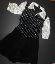 NWOT Silver Foil Black Flocked Tap Romper Dance Costume Wolff Fording
