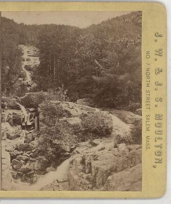 Silver Cascade White Mountain scenery NH Moulton Stereoview c1880