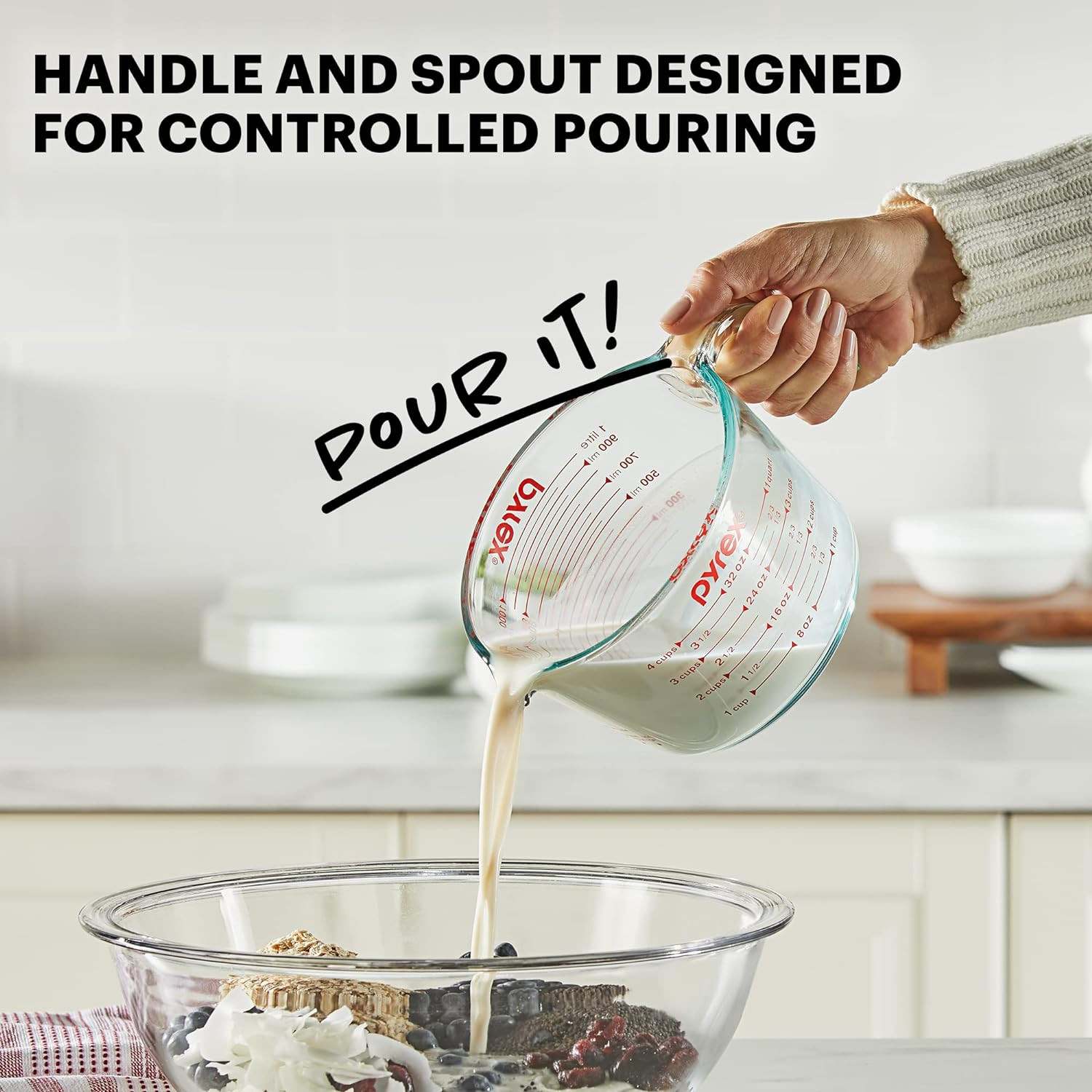 Pyrex 4-Cup Glass Measuring Cup For Baking and Cooking Dishwasher 4