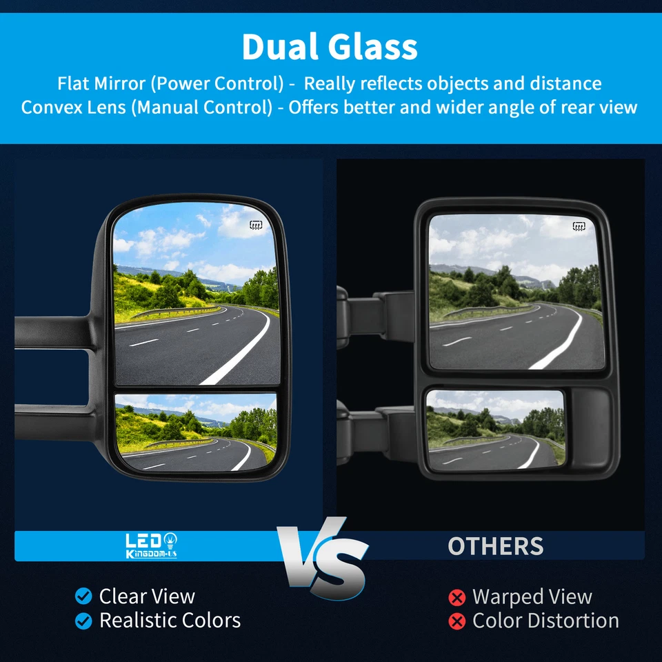 Par de espejos retrovisores de remolque para Chevy Silverado 1500 2500 3500 1999-2002 eléctricos térmicos Foto 4 de 4