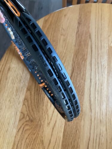 Prince Thunder Bolt 110 Spin racket 27” long 17x14 stringing pattern Gray/Orange - Picture 3 of 8