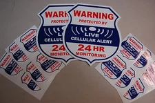 12 cellular 2 Yard sign LIVE  Alarm SECURITY SURVEILLANCE DECAL STICKER WINDOW