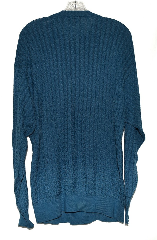 Bobby Jones Teal All Cotton Lightweight Mens Golf Sweater Size L Hong