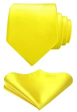Yellow Ties for Men Ties with Pocket Square Set Formal Plain Neck Tie Handker...