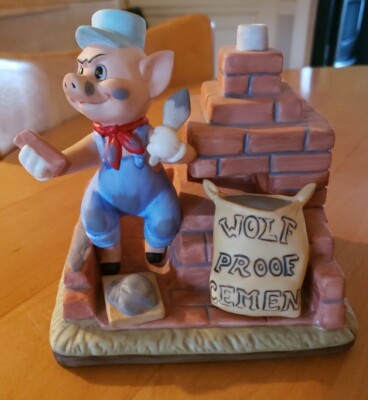 Vintage Walt Disney Productions Big Bad Wolf Little Pig Brick House Music Box