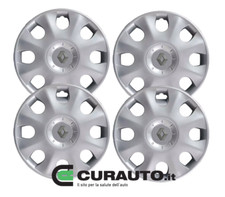 KIT SET 4 COPRICERCHI COPPE RUOTA PER RENAULT CLIO 2005 A 2011 R15 C/LOGO GRIGIO